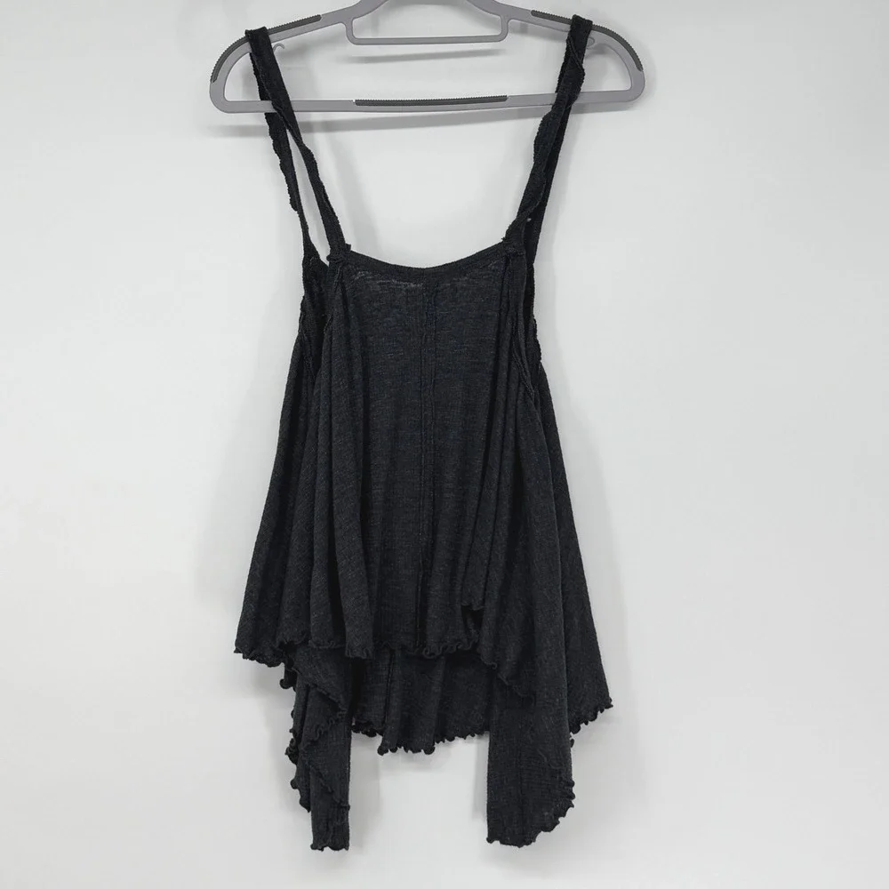We The Free Free People‎ Medium Gray Button Front Shark Bite Hem Cami Tank